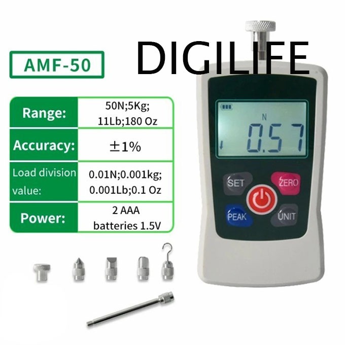 Jual Force Gauge 5kg AMF50 Push Pull Tension Meter Pressure 50N ...
