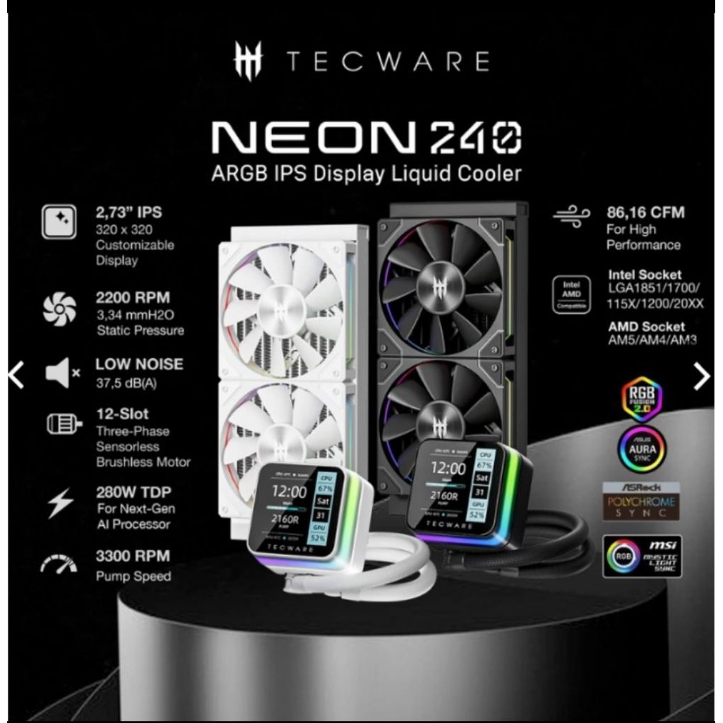Jual Tecware Neon 240 IPS Display Liquid Cooler-2.73