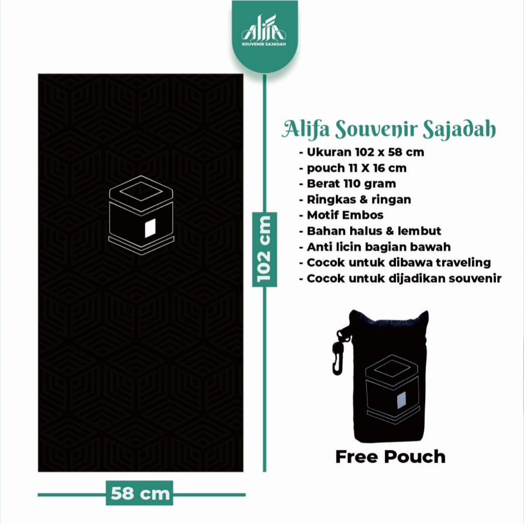Sajadah Travel Embos Al Haram & Qubba free pouch Oleh Oleh Haji dan Umroh Sajadah Oleh Oleh Umroh Sajadah Lipat Sajadah Portable