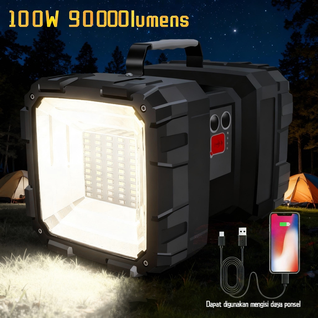 Jual Senter LED Super Terang 1200000 Lumens Senter Double Head LED High ...
