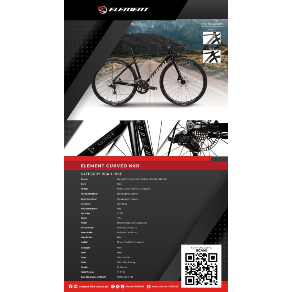 Jual sepeda balap road bike rb element curved 11 22sp NXR 2x9sp ...