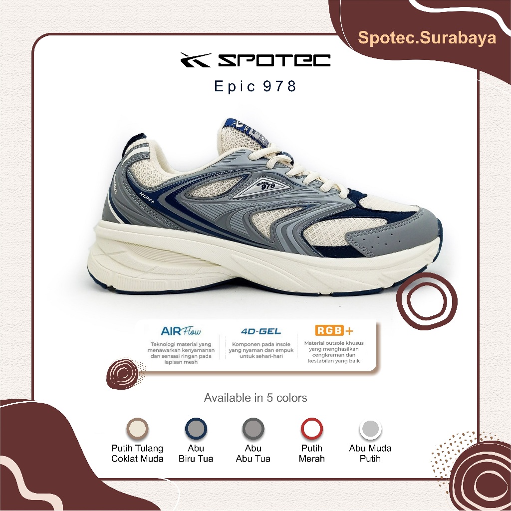 Jual Sepatu Running SPOTEC EPIC 978 Abu-Biru Tua | Shopee Indonesia