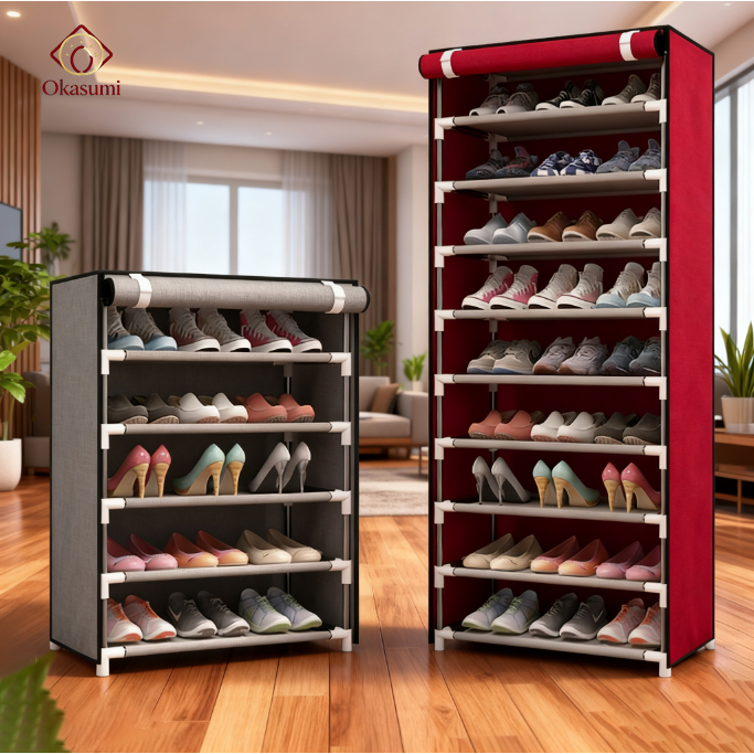 Jual Okasumi Rak Sepatu Multifungsi Rak Sepatu Kain Kombinasi Multi ...