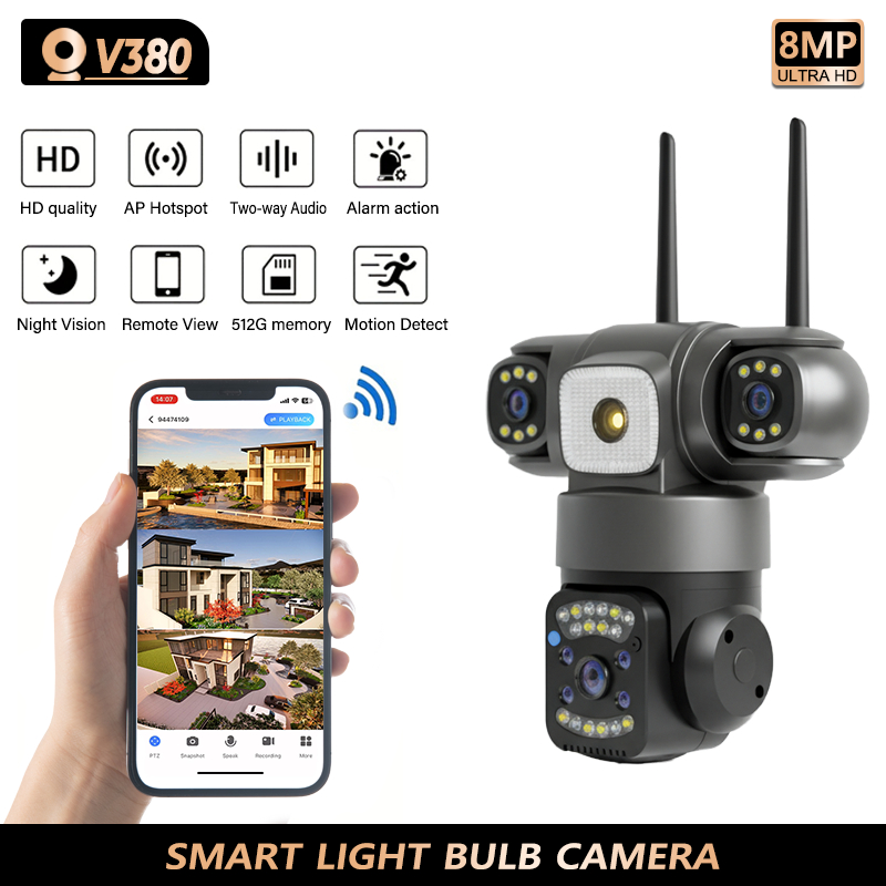 Jual V380 pro 18MP 3 Lens Security Camera WiFi Wireless Outdoor Home ...