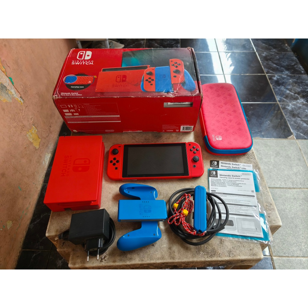 Jual Nintendo Switch v2 CFW Atmos Mario Red & Blue Limited Edition ...