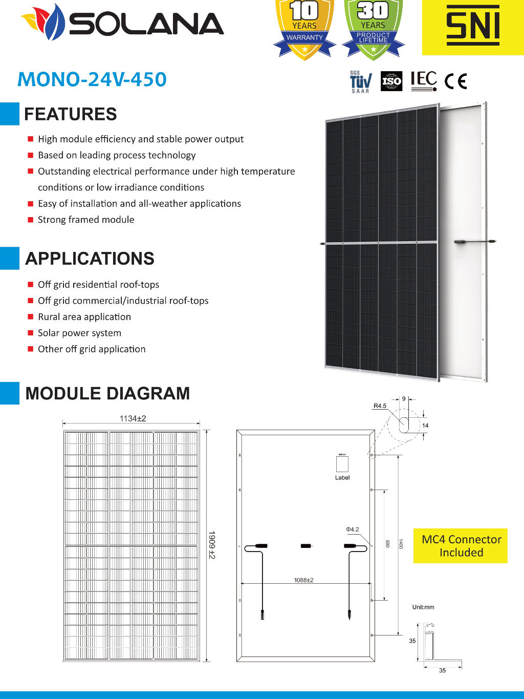 Jual SOLANA 450WP MONO SILVER 24V SOLAR CELL / PANEL SURYA 24 V 450 WP ...