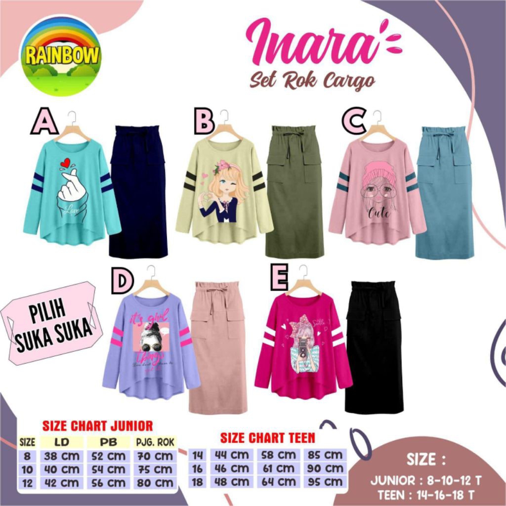 Jual SETELAN ROK ANAK | KYLA ONESET | SET ROK CARGO | Shopee Indonesia