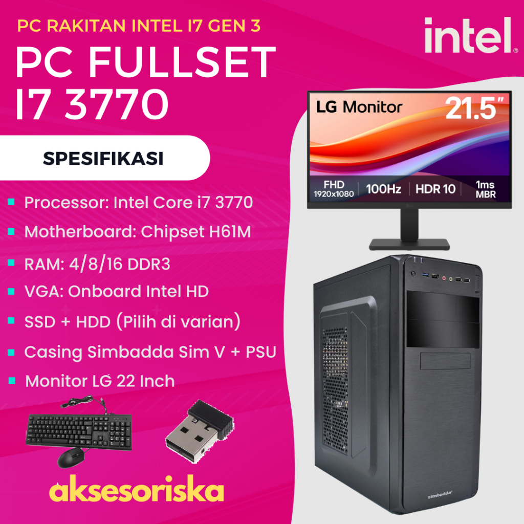 Jual PAKET LENGKAP PC RAKITAN Intel Core i7 3770 KOMPUTER KANTOR ...