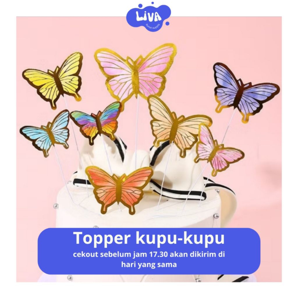 Jual Topper kupu kupu / topper buket kupu kupu warna warni / topper ...