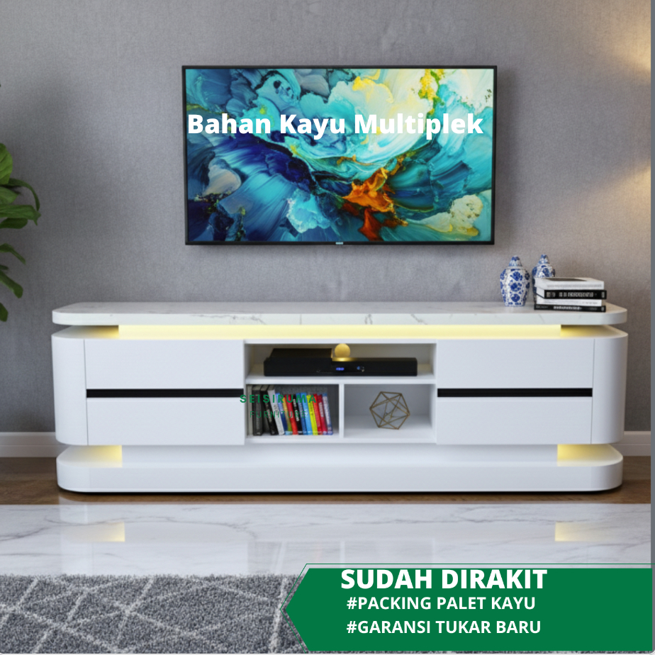 Jual Meja Tv Minimalis Modern Putih Marmer List Buffet Credenza Premium ...