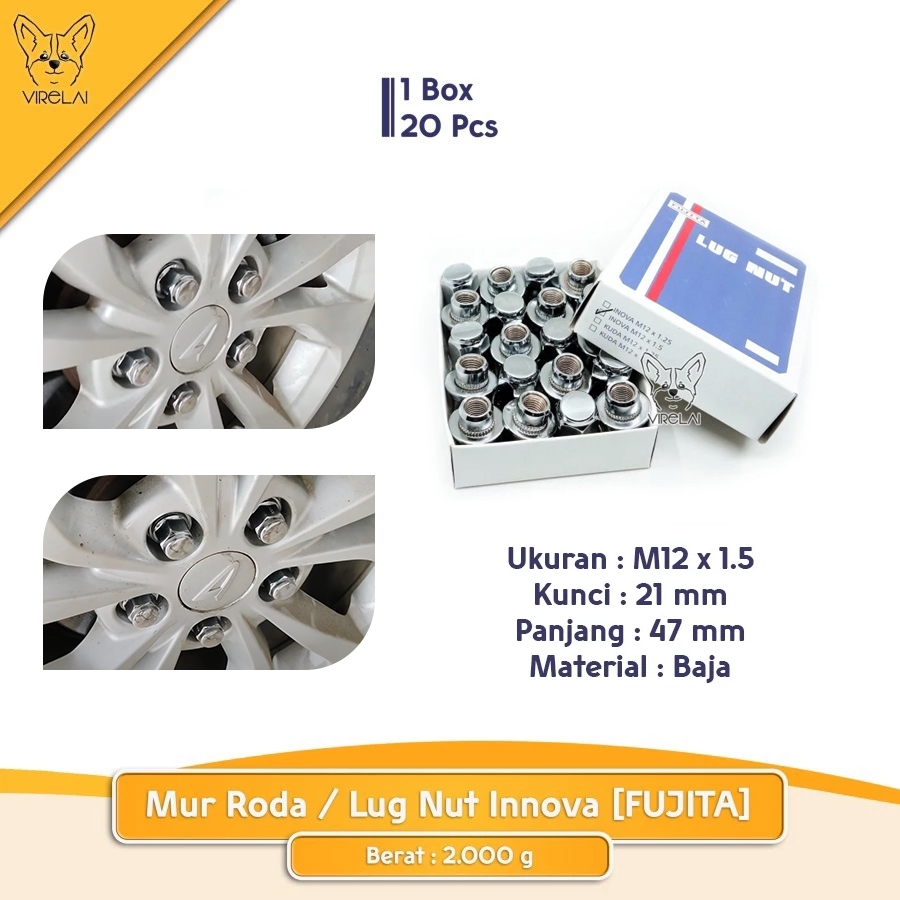 Jual [20 Pcs] Fujita Mur Roda Toyota Inova Innova M12 x 1,5 | Shopee ...