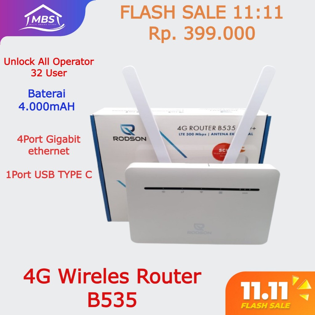 Modem Wifi Router B535 PRO+ 4G LTE 300Mbps Unlock FREE Antena Baterai 4000mAh