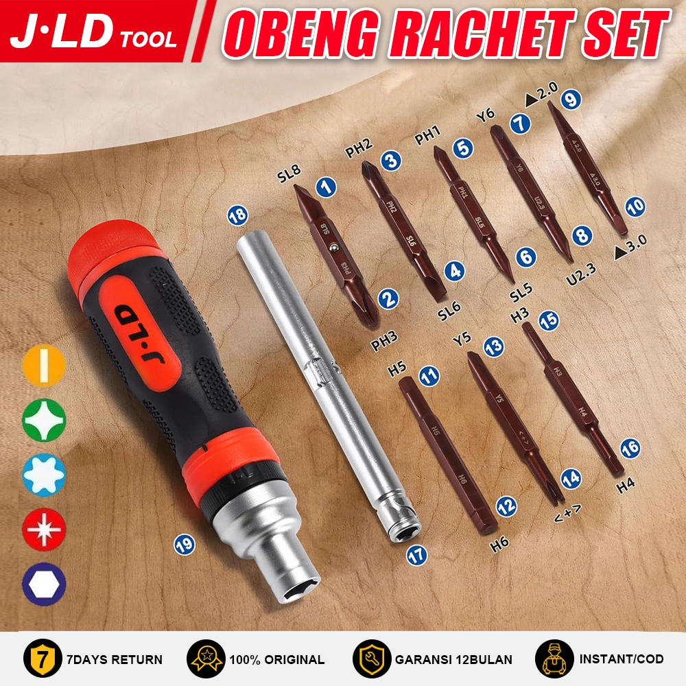 Jual JLD Obeng Rachet 9in1 Kunci Rachet Presisi & Obeng Screwdriver Set ...