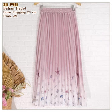 Rok Plisket Hyget Payung Gradasi Motif Bunga Dan Ikan 311 P430 P421