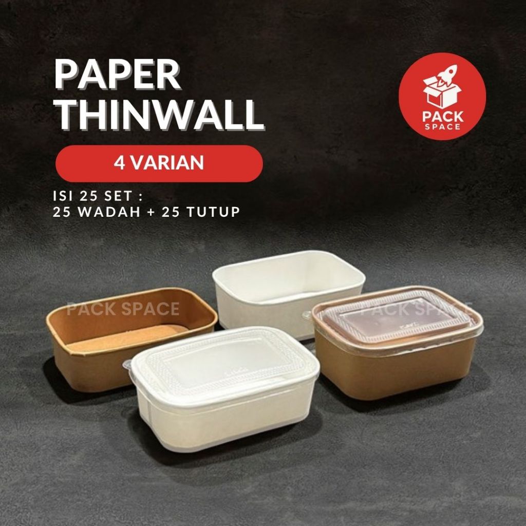Jual (25PCS) Paper Thinwall Rectangle Coklat Putih Laminasi 650ml 800ml ...