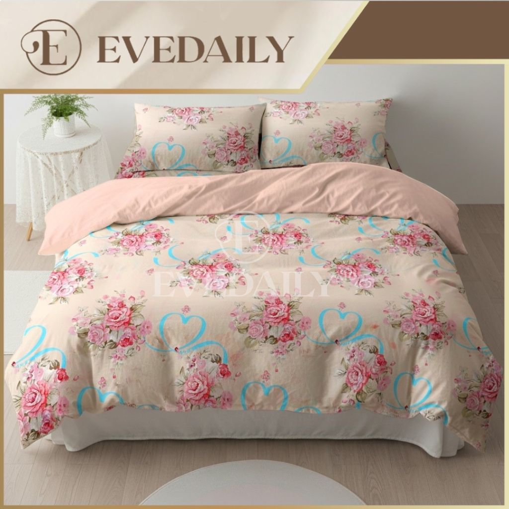 Jual Promo Bed Cover Full Set Sprei Motif Rose Love Mix Peach Puff ...