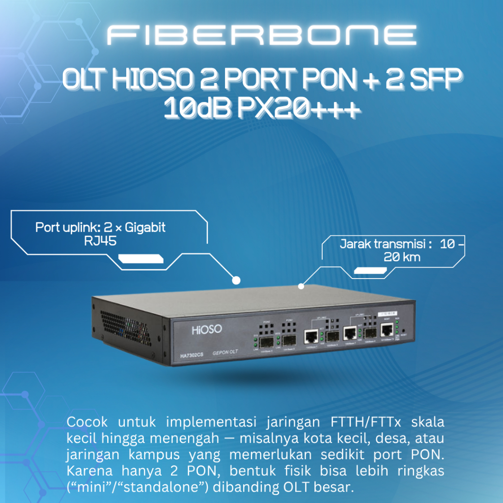 Jual OLT HIOSO 2 PORT PON + 2 SFP 10dB PX20+++ | Shopee Indonesia