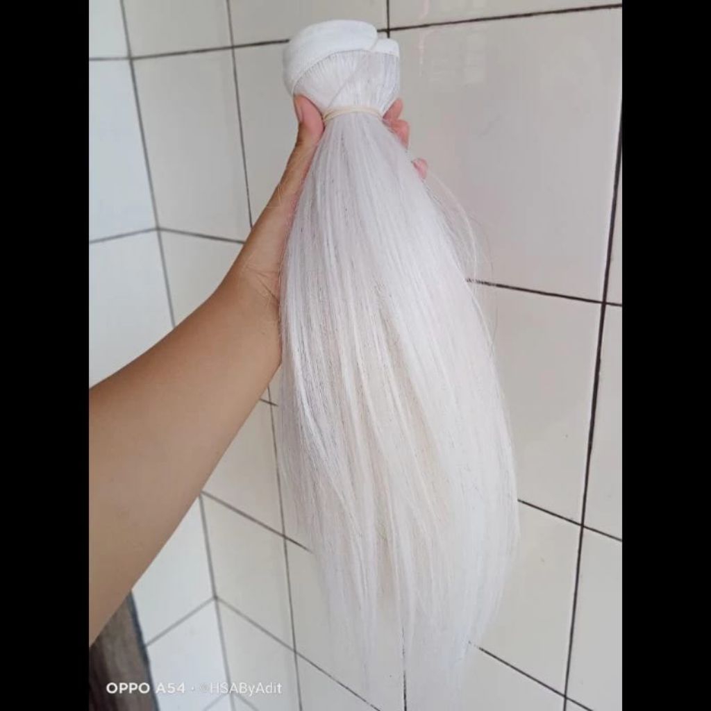 Jual rambut kuda lumping/ jaranan sintetis putih tulang per-kg | Shopee ...