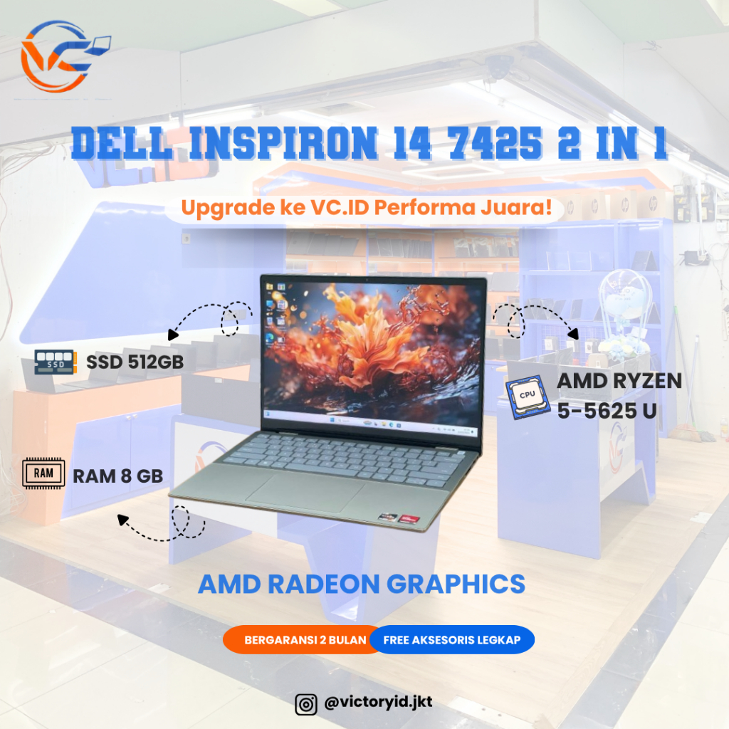 Jual 2IN 1 DELL INSPRION 14 7425 RYZEN 5-5265U RAM 8GB SSD 512GB TOUCH ...