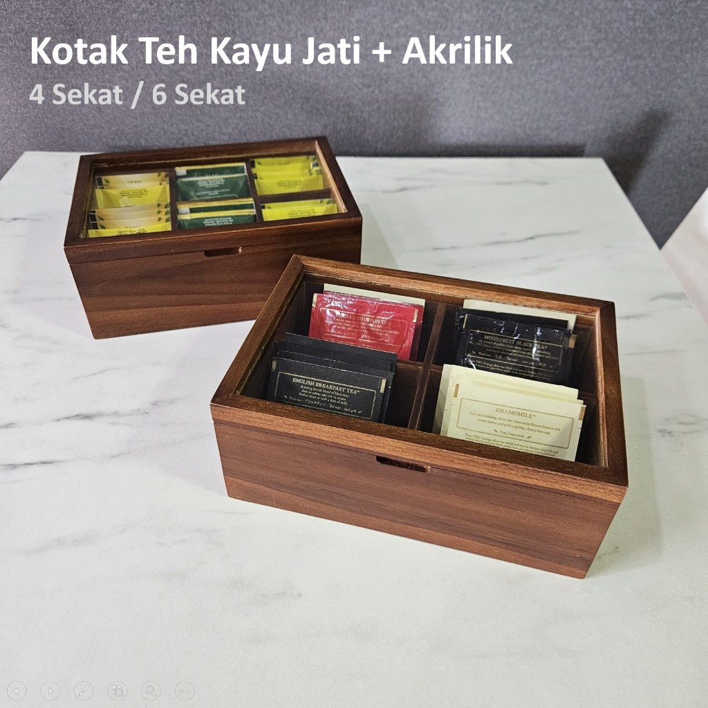 Jual LusioSB Kotak Tempat Teh Sekat 4 Sekat 6 Premium Kayu Jati Akrilik ...