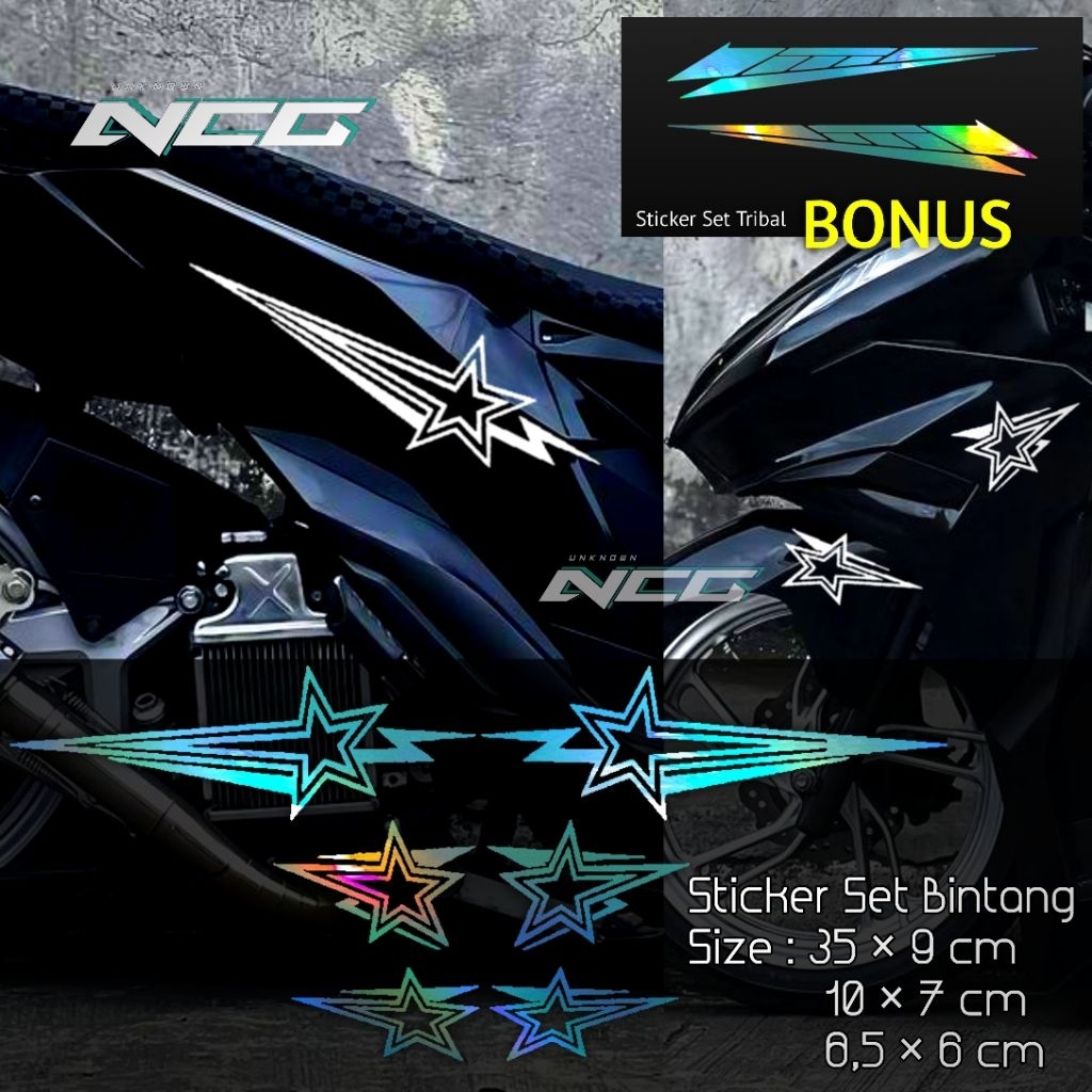 Jual Sticker Set Bintang Stiker Stars Cutting Motor Pack Isi 6 Pcs ...