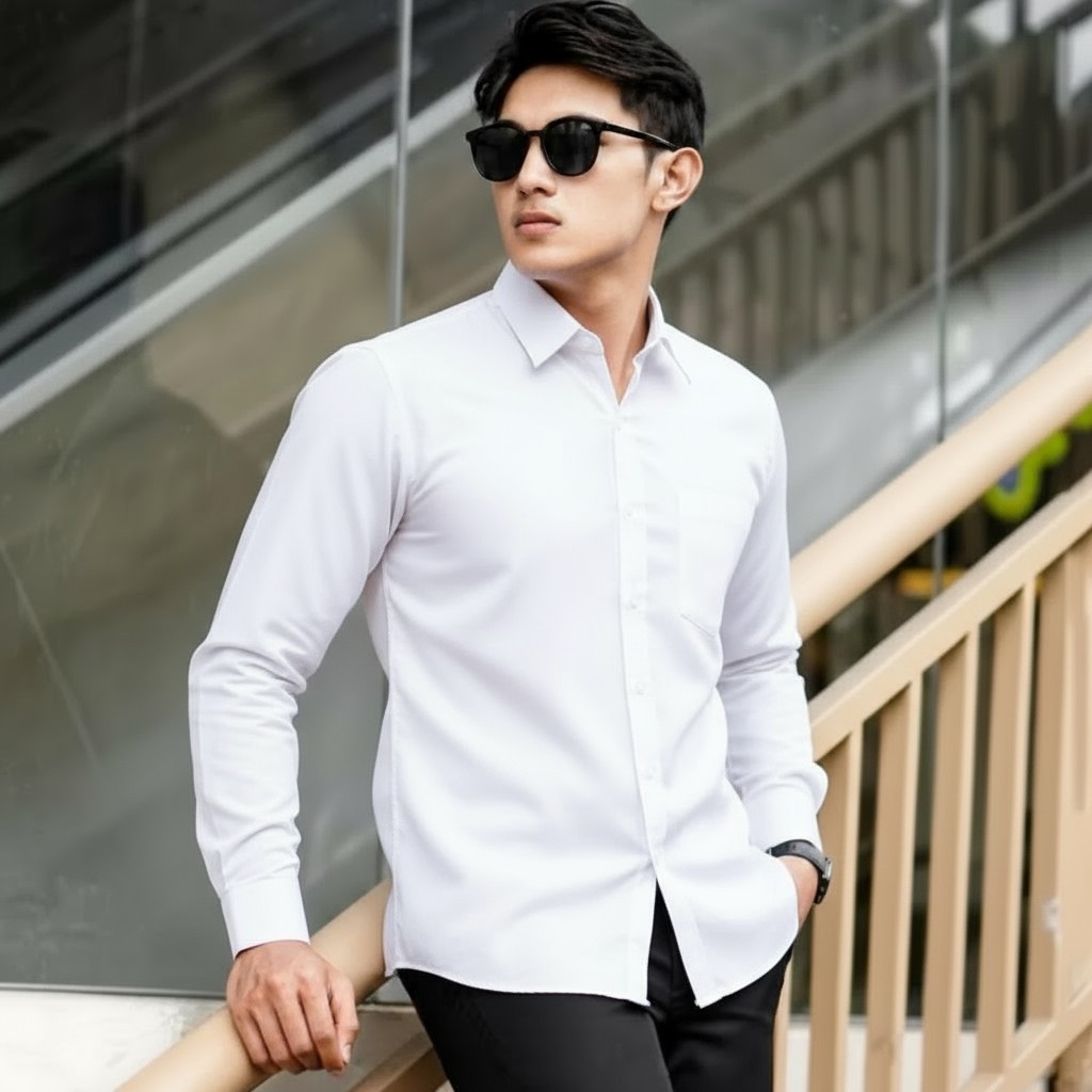 Kemeja Lengan Panjang Polos Pria