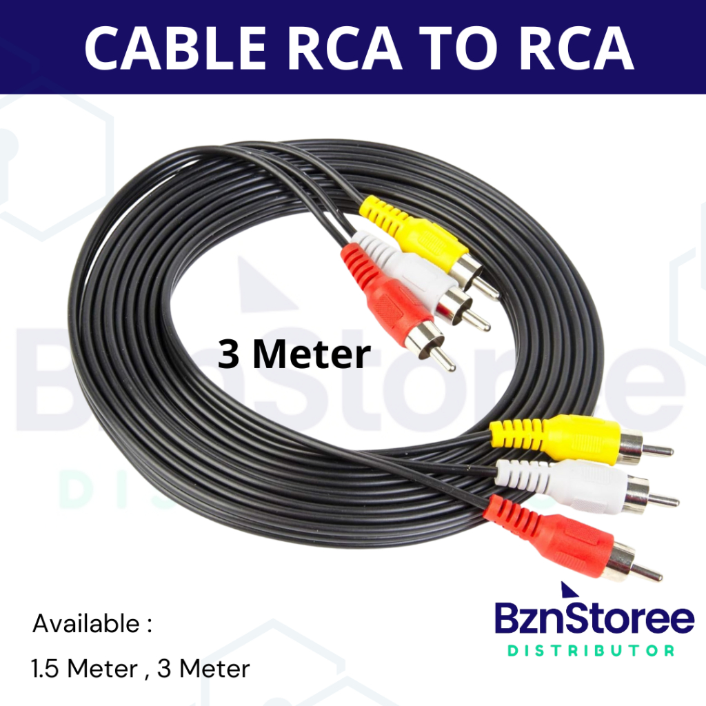 Jual KABEL RCA 3 TO RCA 3 3 METER / VIDEO AV / KABEL MERAH PUTIH KUNING ...