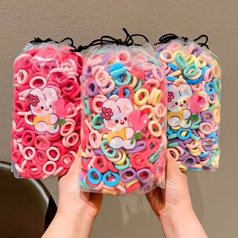 Jual 200 Pcs Ikat Rambut Donat Mini Lucu Motif Ikat Warna Warni Elastis ...
