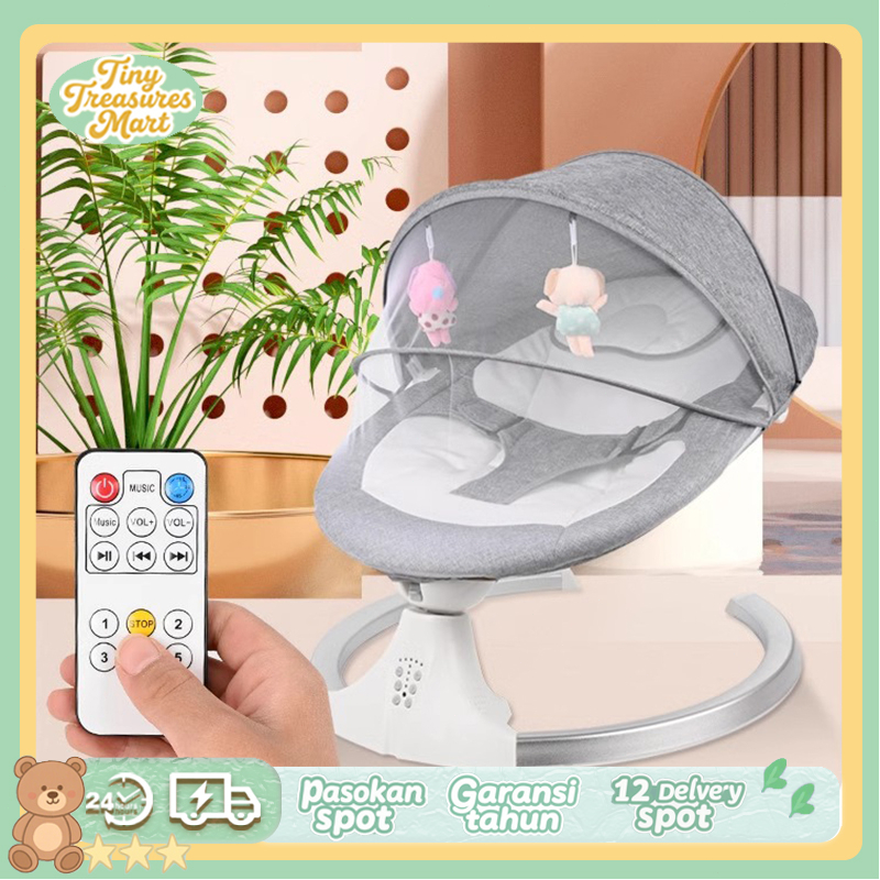 Tiny Treasures Mart  Kursi goyang bayi listrik Kursi Goyang Baby Swing Bayi Automatic Baby Swing