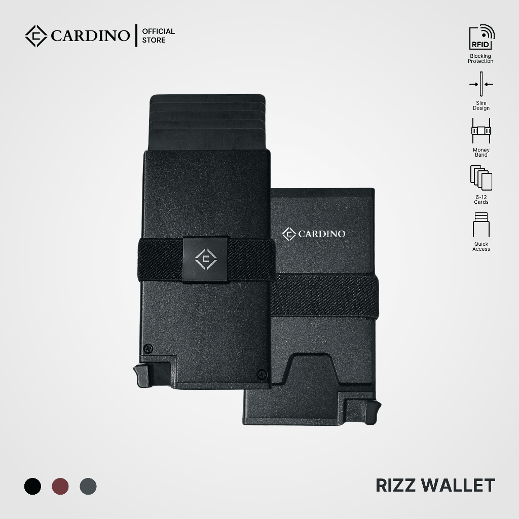 Jual Cardino Rizz Wallet V1 | Black | Card holder RFID Dompet Kartu ...