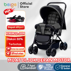BEIGE Stroller Bayi 1-Tombol Lipat Portabel Travel Ringan Mudah Dibawa Cocok new