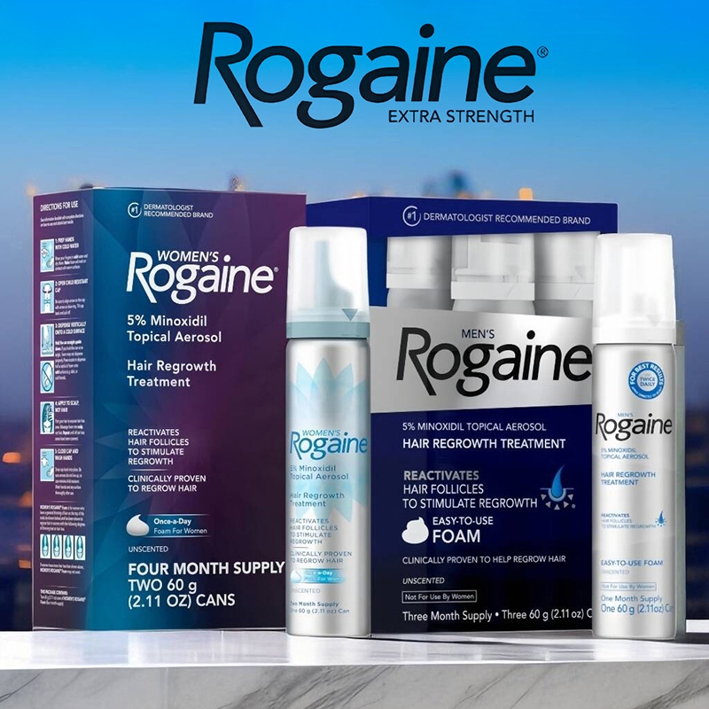Jual Rogaine 5% Minoxidil Foam Men's & Women's 60g/Rogaine Hair Growth ...