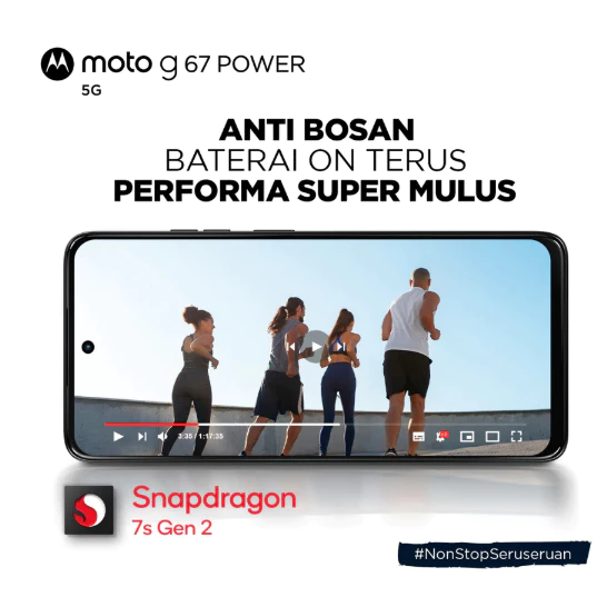 Ilustrasi baterai SiliconCarbon 7000mAh dan charger 33W TurboPower Motorola G67 Power 5G