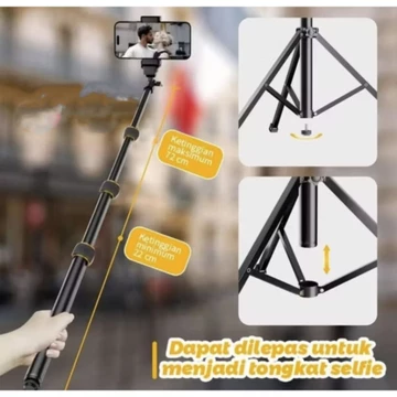 M1 Tripod Kokoh Full Besi Tripod Handphone Chrome 2 1 Meter Holder Hp