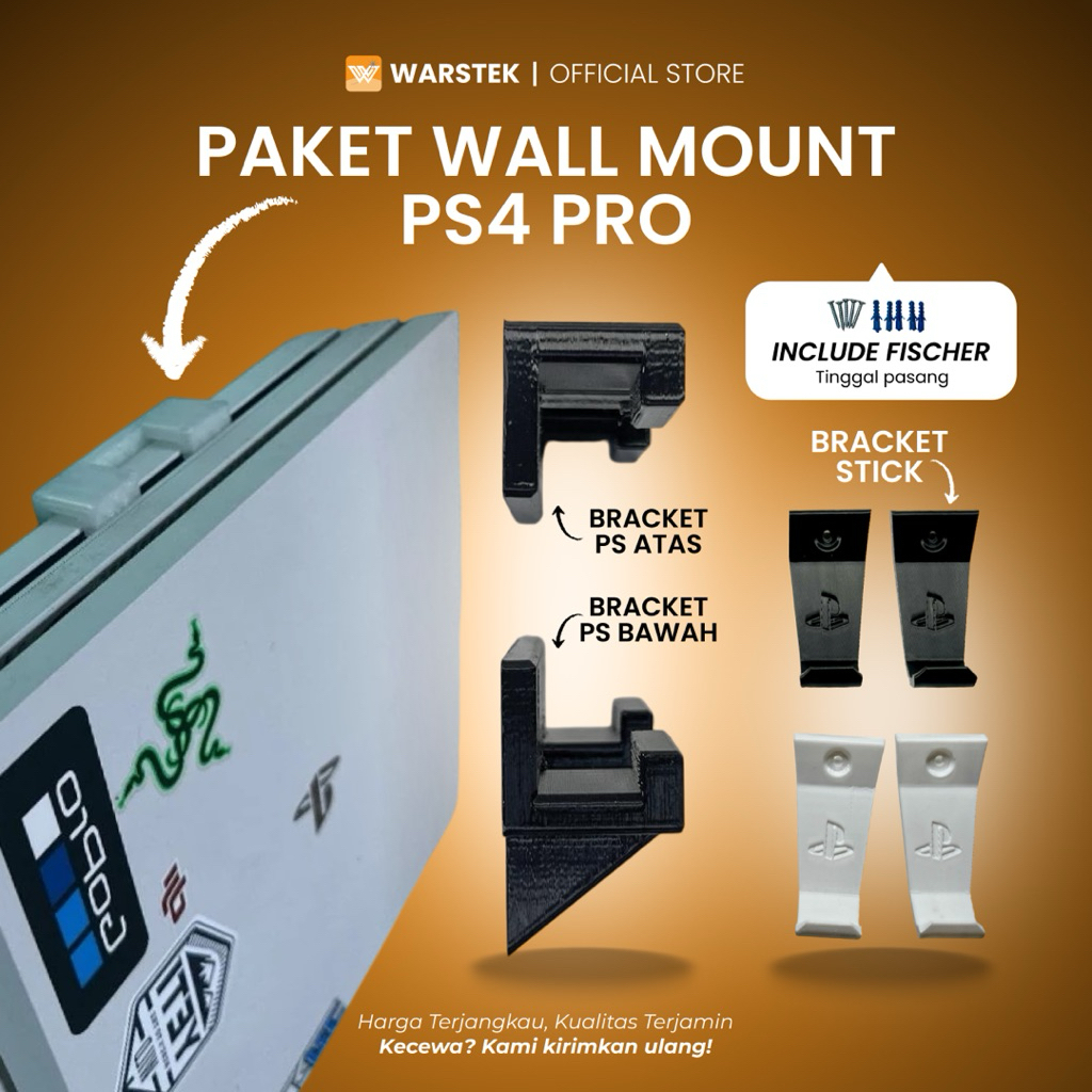 Jual Paket Wall Mount PS4 Pro Gratis 6 Pasang Fisher 2 Dudukan Stick ...