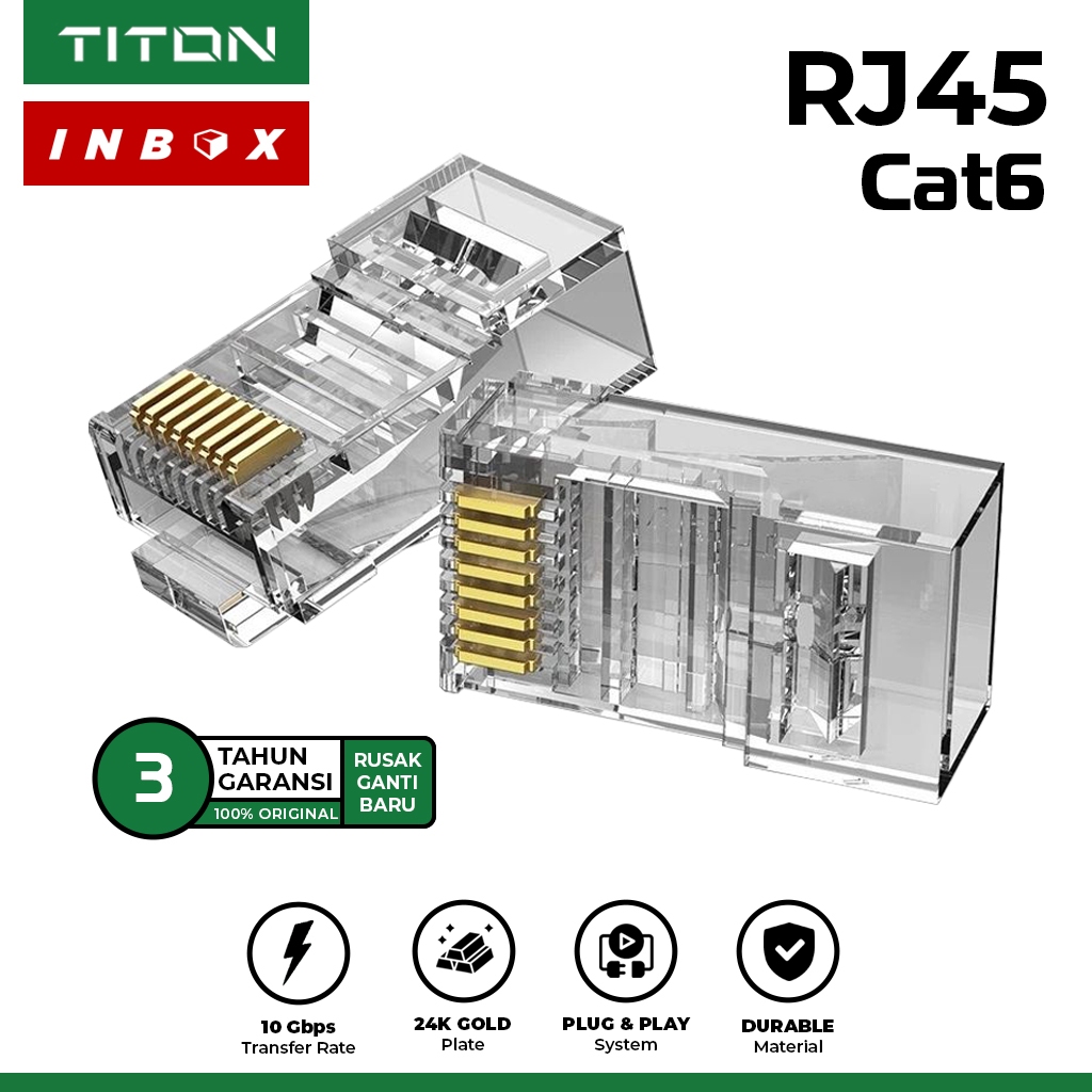 Jual TITON Kepala Kabel LAN RJ45 Cat6 Cat6A UTP FTP Modular Plug ...