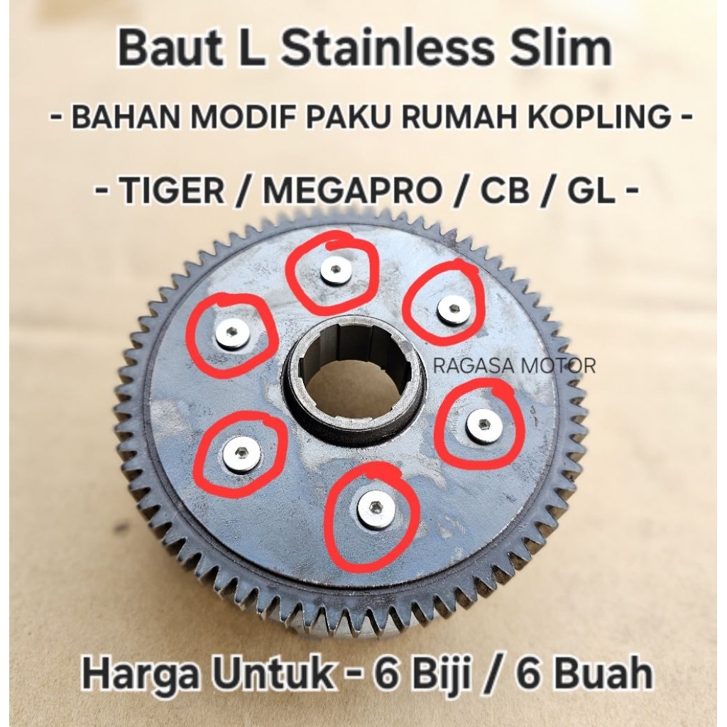 Jual Baut L Stainless Slim Rumah Sarang Kopling Modif Drat baut House ...
