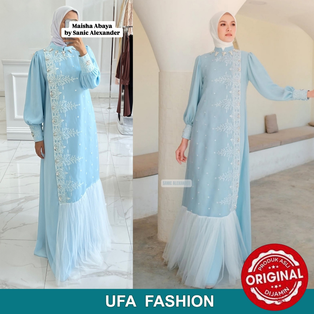 Jual SANIC ALEXANDER Maisha Abaya Kain Sifon premium Baby Blue, Abaya ...