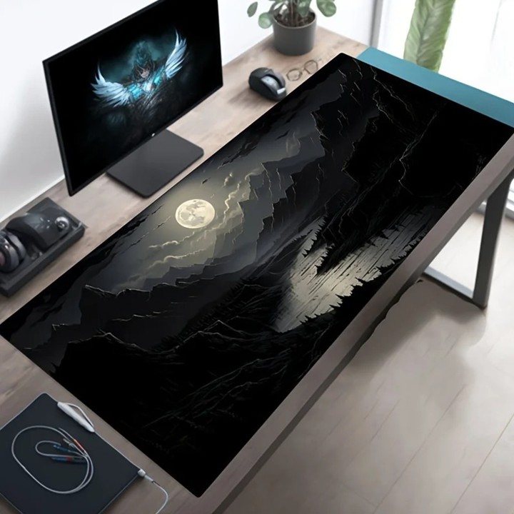 SOKKI Gaming Mouse Pad Desk Mat Anti Slip Moon Night River 900x400x2mm - YL-505 