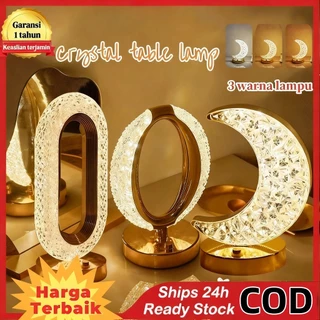 READY STOK Lampu Meja Hias Aesthetic Acrylic Crystal LED Desk Lamp 3 Warna Peredupan Sentuhan Cahaya Cocok Untuk Kamar Tidur/ Ruang Belajar/Cafe