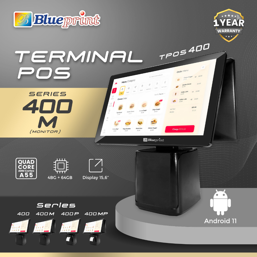 Jual TERMINAL POS 400M /TERMINAL POST 2 LAYAR ANDROID BLUEPRINT 400M ...