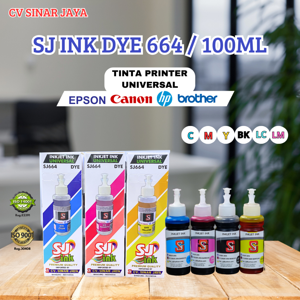 Jual (Dye ink) Tinta Printer Cair Refill 100ml type 664 (SJ INK) All ...