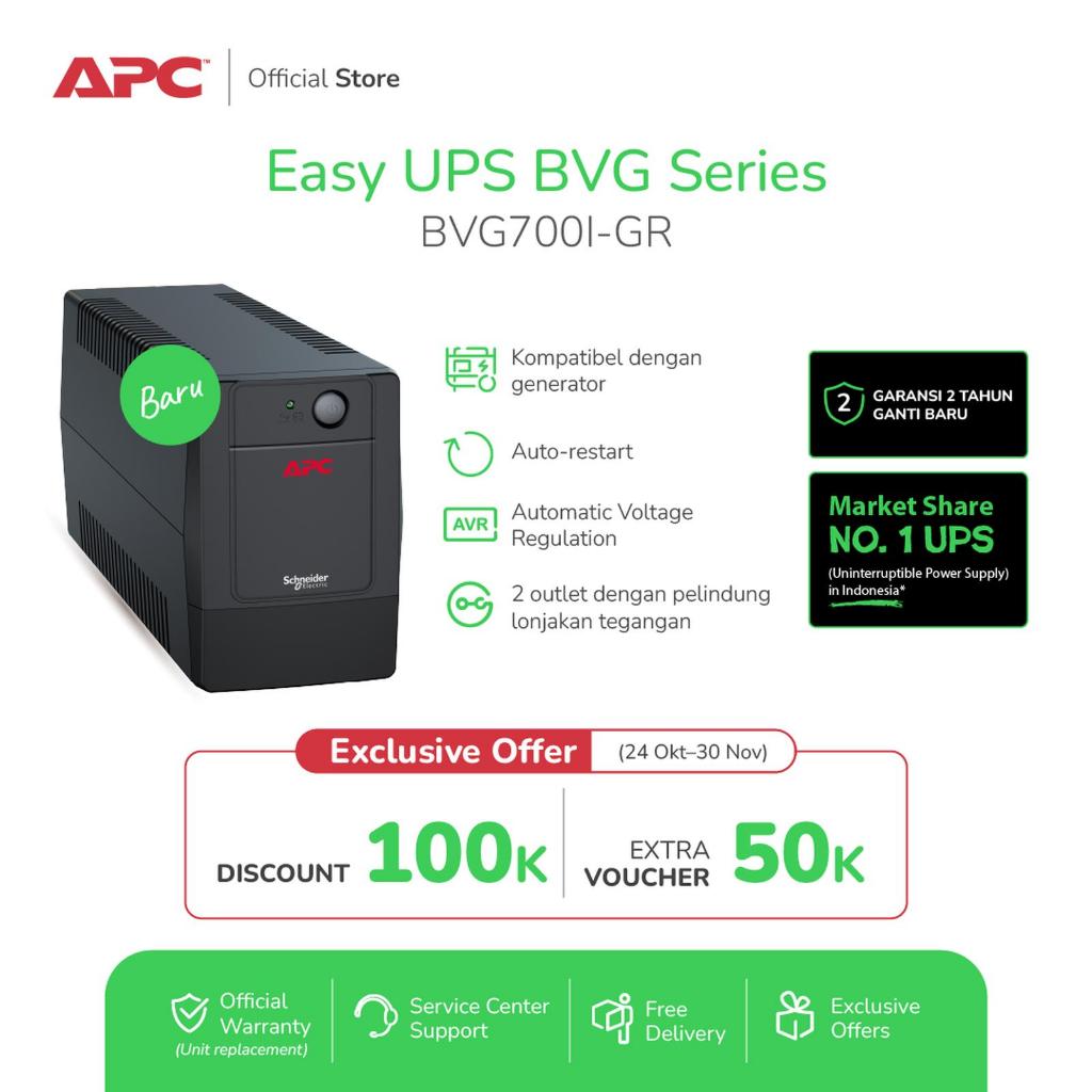 Jual UPS APC Easy UPS BVG 700VA 360W BVG700I-GR Tower 230V Schuko AVR ...