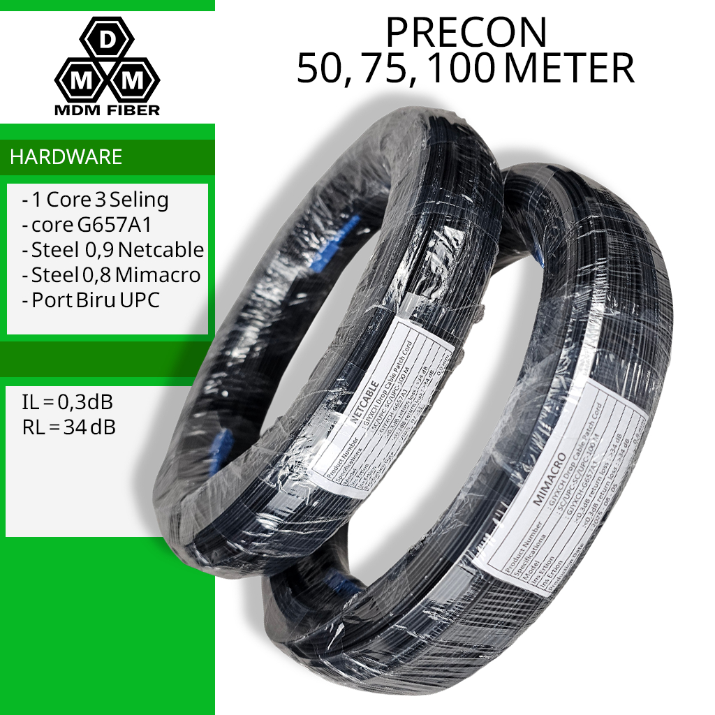 Jual Precon 50 75 100 meter 1 core 3 seling dropcore kabel fiber optik ...