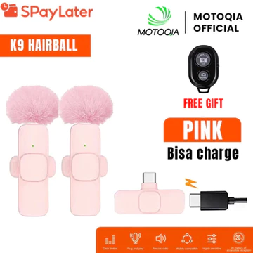 MOTOQIA Dual Mic Wireless Clip On Lavalier Mikrofon Nirkabel IOS Lightning Type C Plug Play