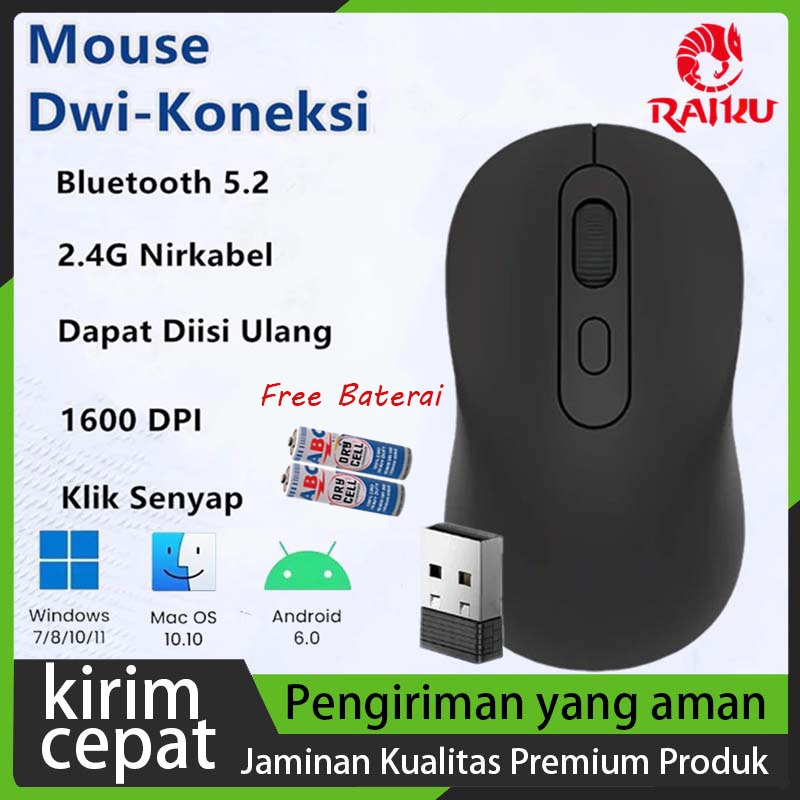 Jual RAIKU Wireless 2.4 USB Mouse tanpa suara Silent Click Baterai ...