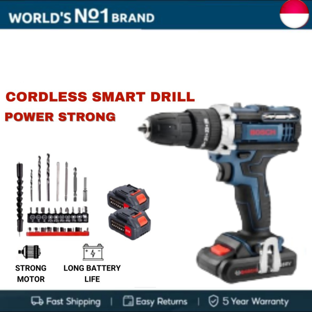 Jual Bosch Cordless Hand Drill / Bor Tembok Baterai (2 Set Baterai ...