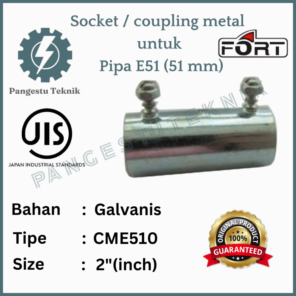 Jual Socket Pipa conduit Steel Galvanis E51 51mm 2 inch / Coupling ...