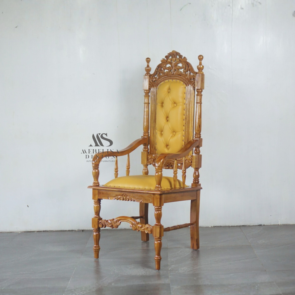 Jual Kursi Raja Ukir Klasik Kayu Jati Kombinasi Jok Kulit | Shopee ...