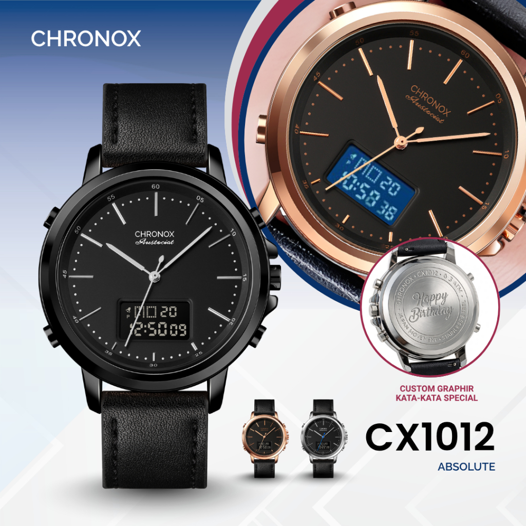 Jual CHRONOX Jam Tangan Pria Kulit Analog Digital - CX1012 ABSOLUTE ...